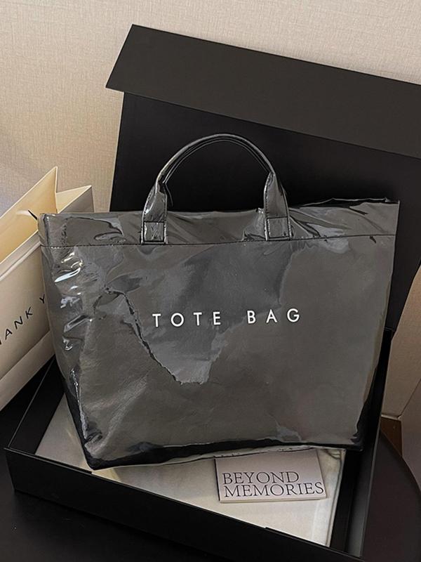 2024 New Style Letters Print Tote Bag, Large Capacity Waterproof Tote Bag, Casual Fashion Versatile High-quality Daily Commuting Bag, Girl Fashion Shopping Bag