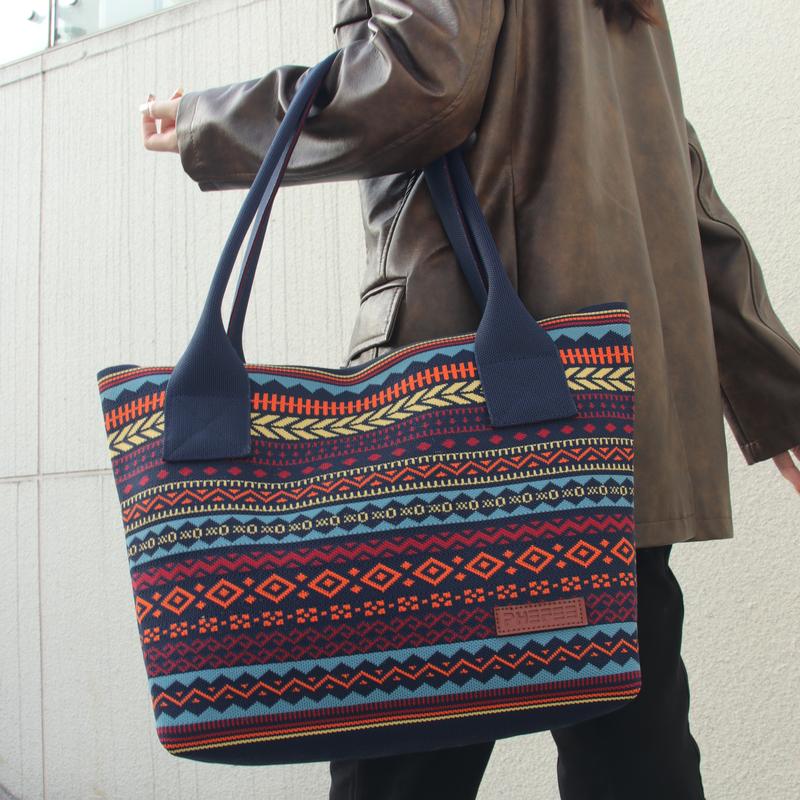 Phefee Bohemian Knitting Tote Bag for Women