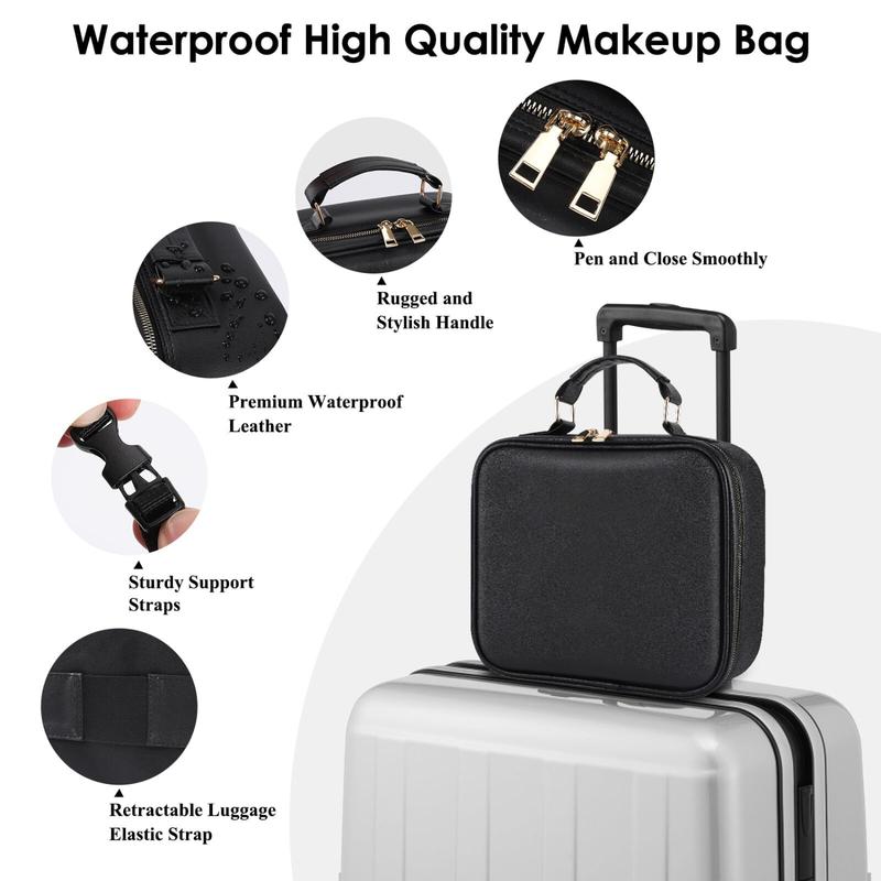 Travel Makeup Bag with LED Lighted Mirror, Adjustable Brightness in 3 Colors, Makeup Organizer Bag Waterproof Cosmetic Train Case