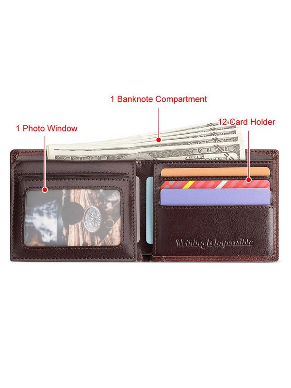 Men's Minimalist Plain Color Card Holder, Large Capacity Card Slot Bifold Wallet, Casual Trendy Versatile High-quality Daily Wallet