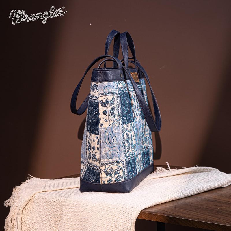 Wrangler Purse for Women Large Tote Bag with Sparkle Rheinstone Paisley Western Floral Top-handle Handbags wrangler totebag