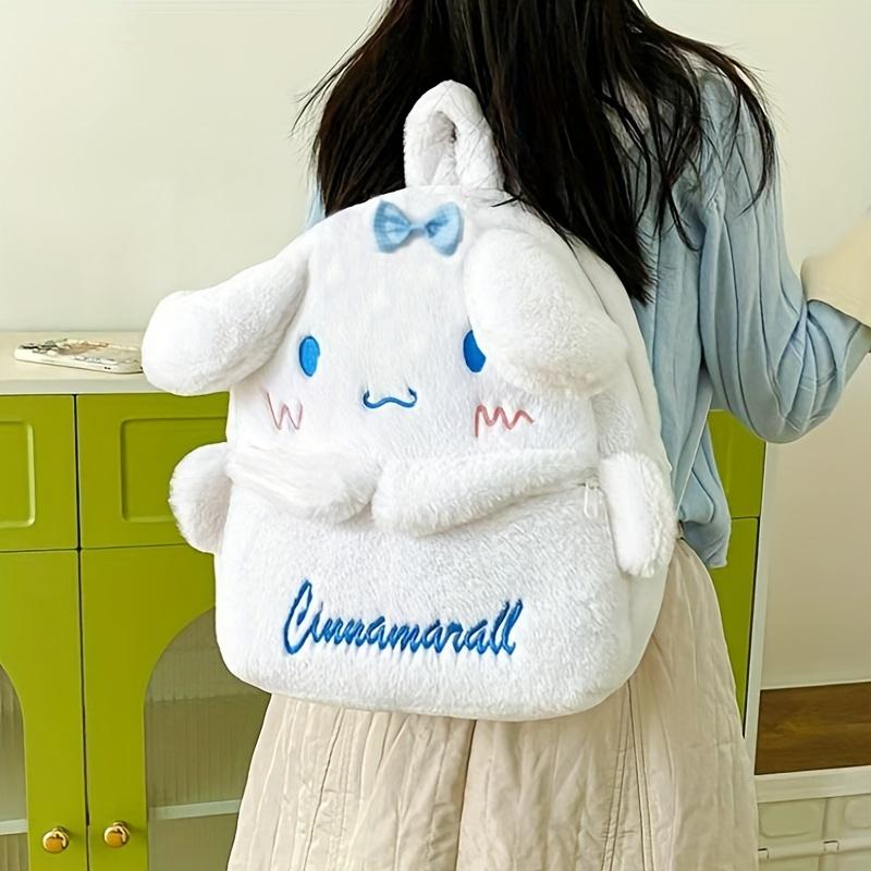 Sanrio Cute Plush Backpack - Kuromi, My Melody, KT Cat & Cinnamoroll Designs | Soft Daily Office Storage Bag