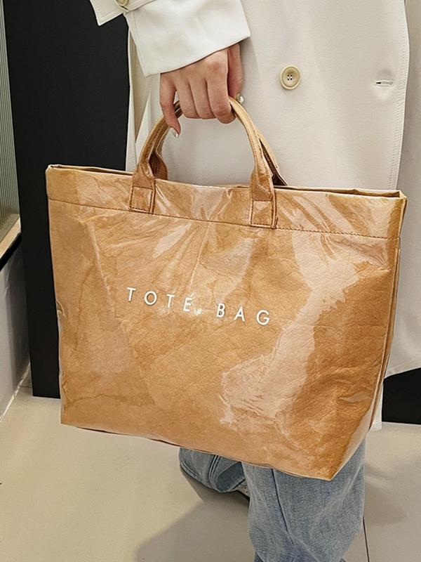 2024 New Style Letters Print Tote Bag, Large Capacity Waterproof Tote Bag, Casual Fashion Versatile High-quality Daily Commuting Bag, Girl Fashion Shopping Bag