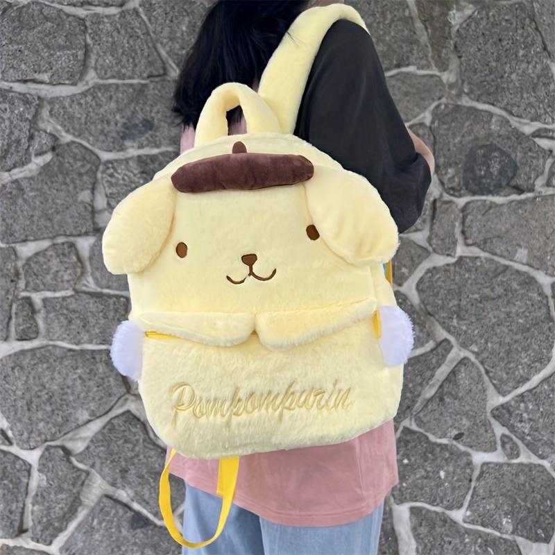 Sanrio Cute Plush Backpack - Kuromi, My Melody, KT Cat & Cinnamoroll Designs | Soft Daily Office Storage Bag