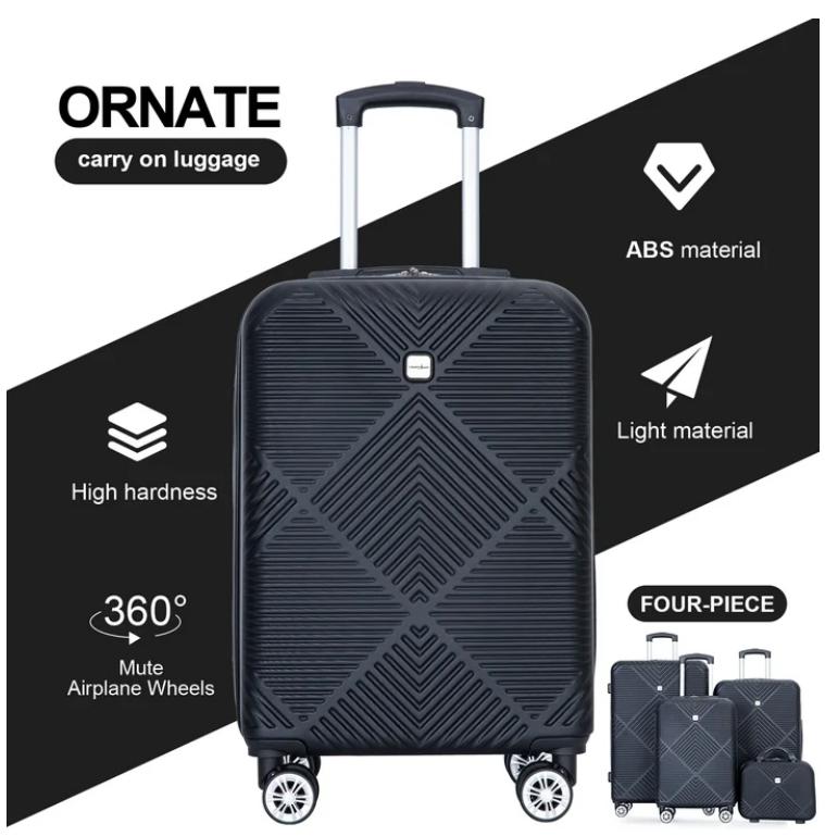 Tripcomp Luggage Set 4-Piece Suitcase Set (14 20 24 28) Hard suitcase with swivel wheels Light carry-on luggage, portable suitcase set, multi-strap suitcase set, handy suitcase set, Business travel suitcase, Christmas gift