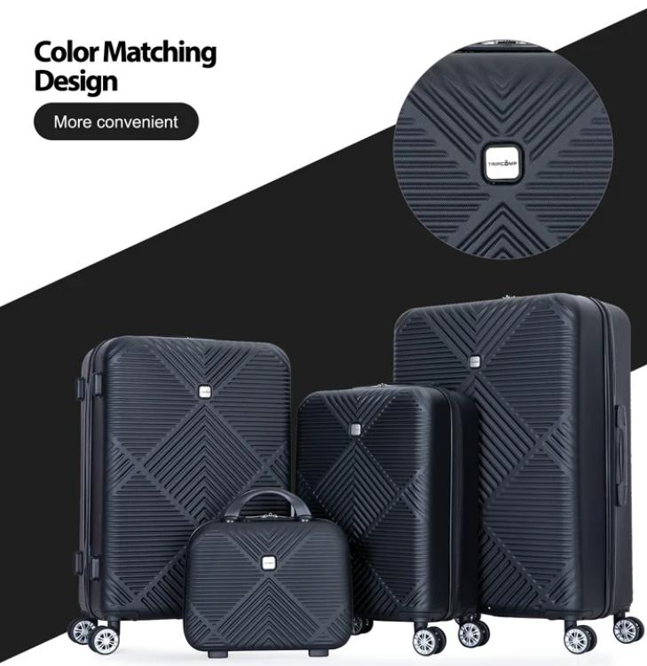 Tripcomp Luggage Set 4-Piece Suitcase Set (14 20 24 28) Hard suitcase with swivel wheels Light carry-on luggage, portable suitcase set, multi-strap suitcase set, handy suitcase set, Business travel suitcase, Christmas gift