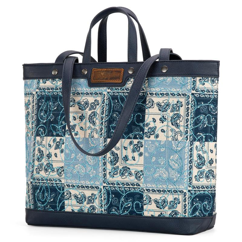 Wrangler Purse for Women Large Tote Bag with Sparkle Rheinstone Paisley Western Floral Top-handle Handbags wrangler totebag