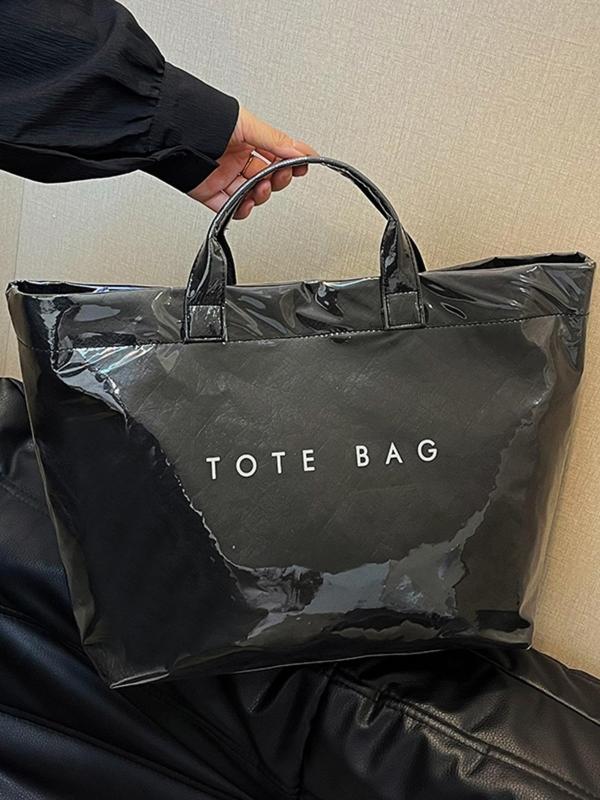 2024 New Style Letters Print Tote Bag, Large Capacity Waterproof Tote Bag, Casual Fashion Versatile High-quality Daily Commuting Bag, Girl Fashion Shopping Bag