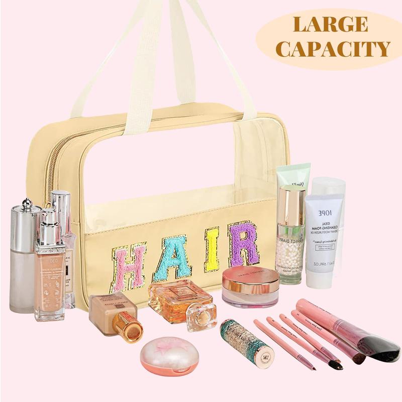 Letter Pattern Makeup Bag, Clear Zipper Makeup Organizer, Waterproof Cosmetic Storage Bag, Makeup Tool for Women