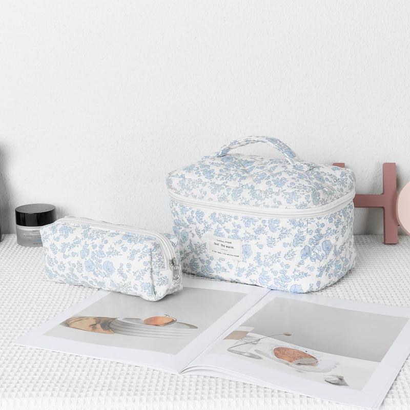 Makeup Bag, Floral Makeup Bag, Quilted Makeup Bag Set, Cotton  Bag, Flower Travel Toiletry Bag, Coquette Aesthetic Floral Toiletry Organizer Bag