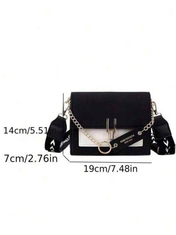 Fashion Colorblock Chain Strap Crossbody Bag, Casual Versatile Shoulder Bag for Women, Trendy All-match Bag for Daily Used