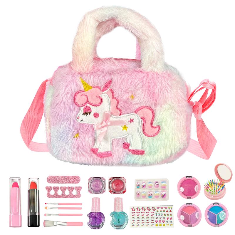 Pink Kid's Handbag for Kids Aged over 3, 4, 5, 6 Years Old Multi-layered Kid's Makeup Tools