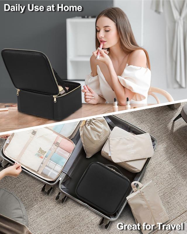 Travel Make-up Case with LEDMirror with 3-colour LED Lighted AdjustableDividers,Make-up Case with Mirror Make-upBags mutipul colore