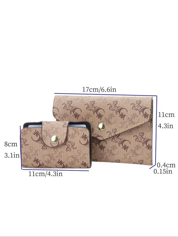 Women's Fashion Letter & Moon Pattern Bag Set, Casual Versatile PU Leather Handbag & Wallet Set, Trendy All-match Bag Set for Daily Use