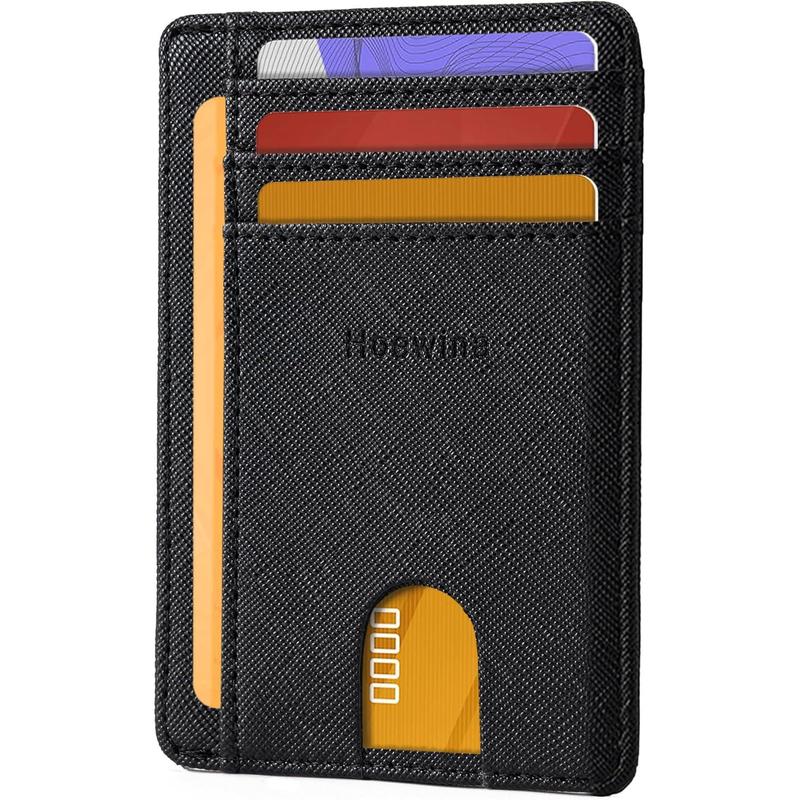 Wallet for Men, Credit Card Holder, Slim Minimalist Wallet, Front Pocket RFID Blocking Leather Thin Wallet for Men and Women(Cross Black)