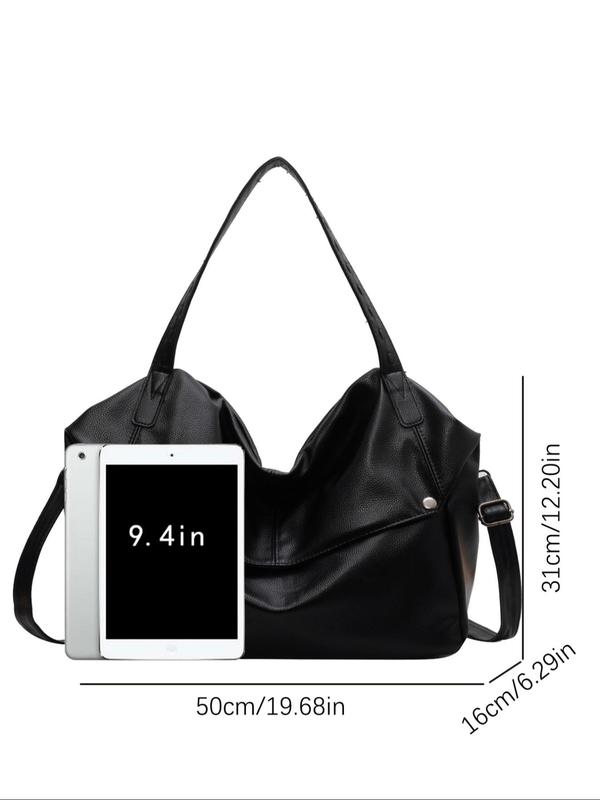 Women's Fashionable Solid Color Draped Tote Bag, Large Capacity Shoulder Bag for Work & Daily Used, Casual Trendy Versatile High-quality Daily Commuting Bag