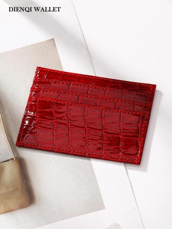 Women's Simple Plain Crocodile Pattern Card Holder, Casual Multi-slot Card Holder for Women & Girls, Trendy Versatile High-quality Card Holder for Daily Use