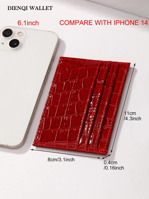 Women's Simple Plain Crocodile Pattern Card Holder, Casual Multi-slot Card Holder for Women & Girls, Trendy Versatile High-quality Card Holder for Daily Use