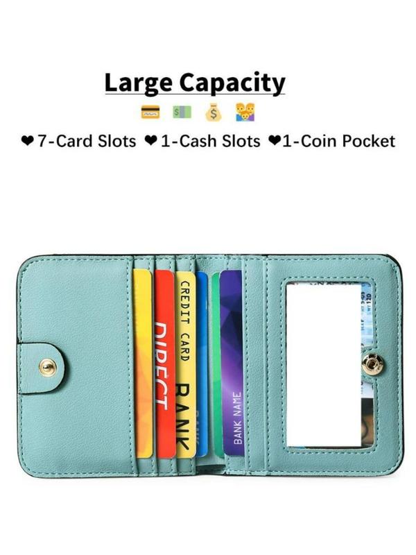 Women's Simple Plain Zipper Short Wallet, Casual Multi Card Slot Pu Leather Card Holder, Rfid Anti-theft Travel Bifold Wallet