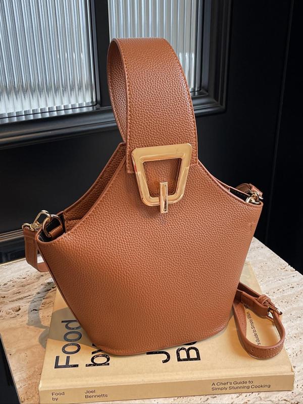 2024 Fall Fashion Plain Color Handbag, Pu Leather Zipper Luxury Designer Crossbody Bags with Bag Strap for Back To School, Trendy Daily Commuting Bag for Women Gift 2024, Fall Outfits, Fall Freshness