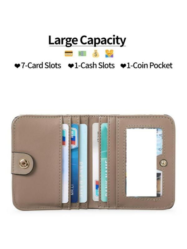 Women's Simple Plain Zipper Short Wallet, Casual Multi Card Slot Pu Leather Card Holder, Rfid Anti-theft Travel Bifold Wallet