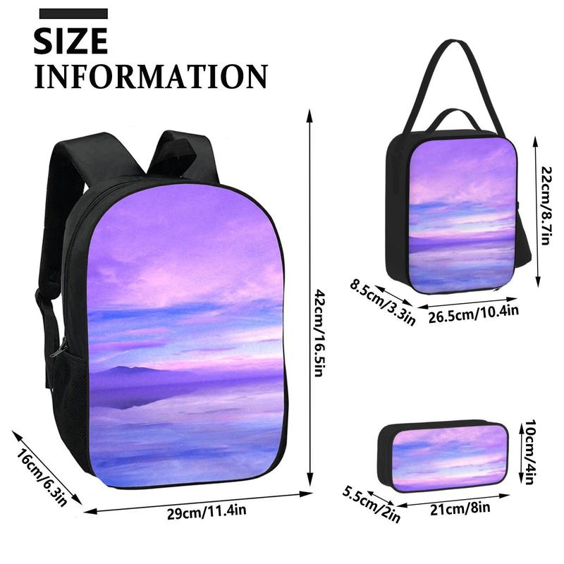 Smiling criiters Backpack three-piece set Exquisite and convenient printing with shoulder straps Handbag with zipper