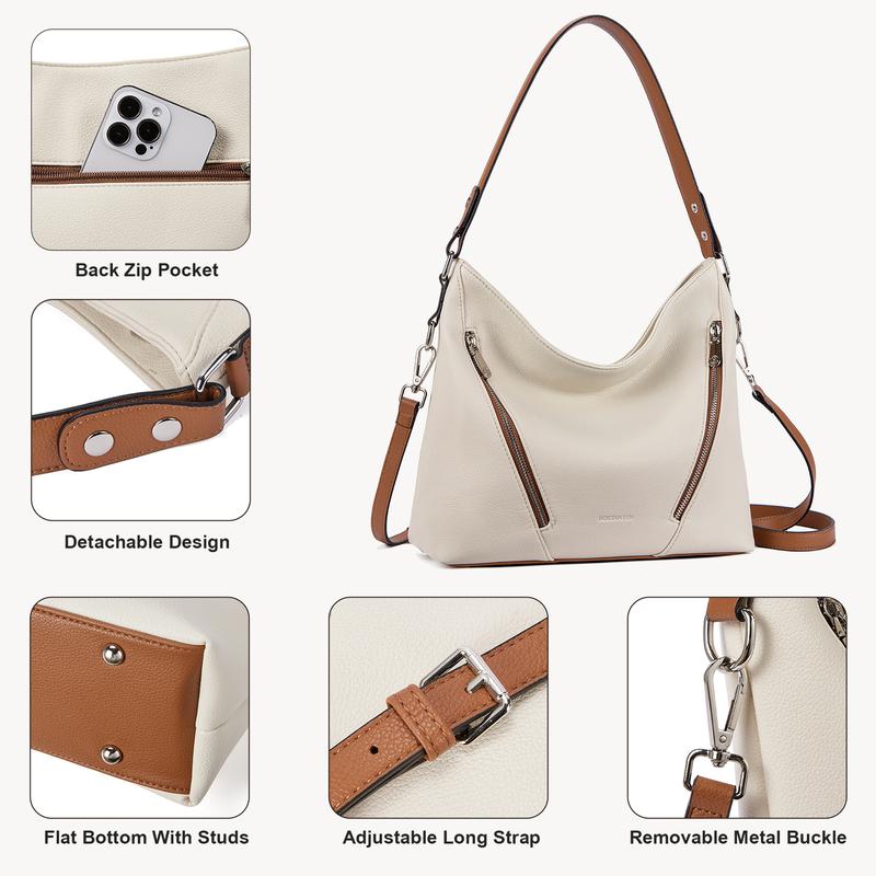 BOSTANTEN Women Purse and Handbag Vegan Leather Shoulder Hobo Bags with Multi Pockets and Removable Strap