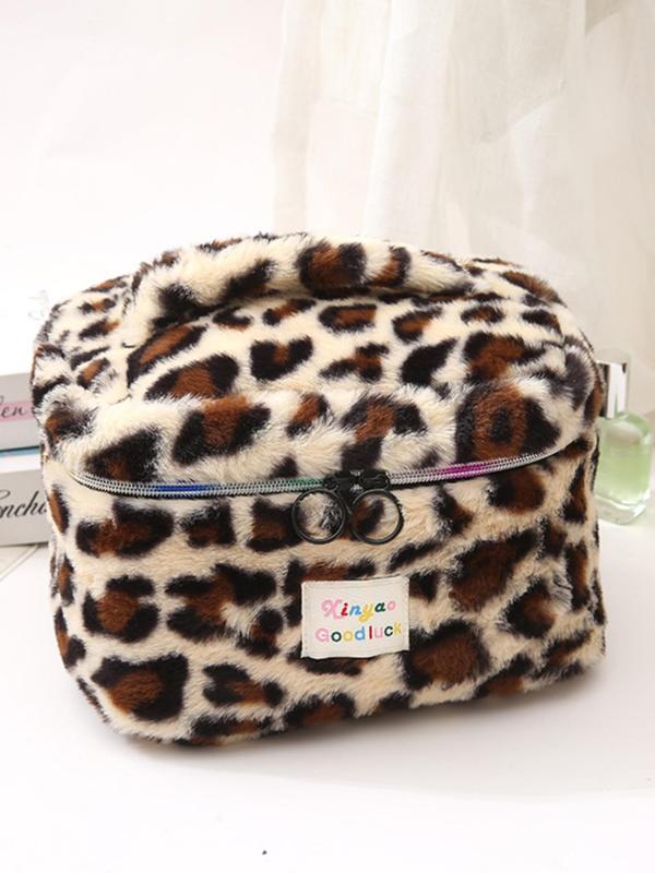 Fashion Leopard Pattern Makeup Bag, Portable Cosmetic Storage Bag, Zipper Makeup Organizer Pouch, Versatile Storage Bag for Travel & Daily Used