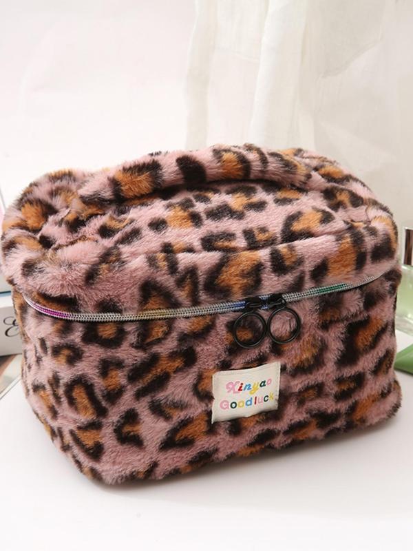 Fashion Leopard Pattern Makeup Bag, Portable Cosmetic Storage Bag, Zipper Makeup Organizer Pouch, Versatile Storage Bag for Travel & Daily Used