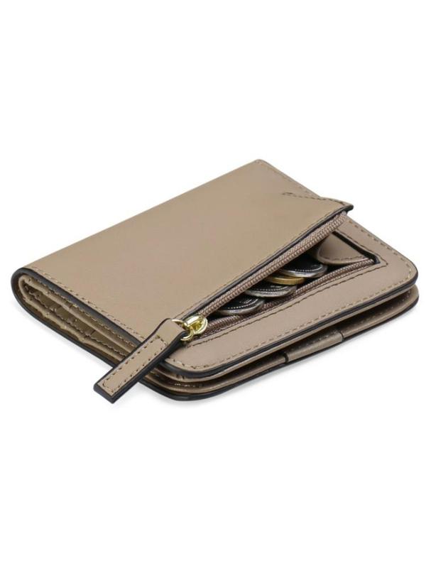 Women's Simple Plain Zipper Short Wallet, Casual Multi Card Slot Pu Leather Card Holder, Rfid Anti-theft Travel Bifold Wallet