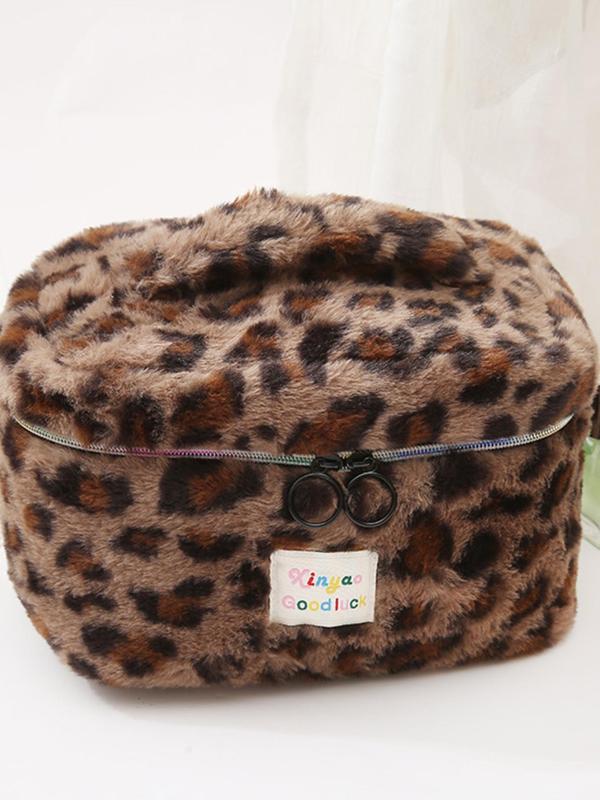 Fashion Leopard Pattern Makeup Bag, Portable Cosmetic Storage Bag, Zipper Makeup Organizer Pouch, Versatile Storage Bag for Travel & Daily Used