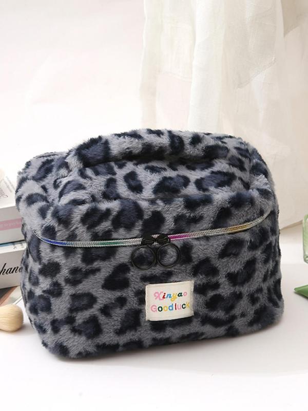 Fashion Leopard Pattern Makeup Bag, Portable Cosmetic Storage Bag, Zipper Makeup Organizer Pouch, Versatile Storage Bag for Travel & Daily Used