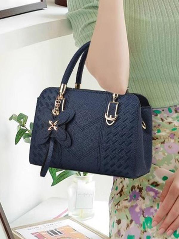 Women's Elegant Flower Decorated Shoulder Bag, Fashionable Pu Leather Crossbody Bag for Daily Used, Casual Trendy Versatile High-quality Daily Handbag