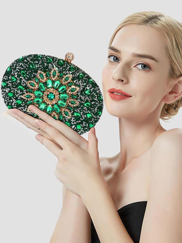 Women's Elegant Rhinestone Decorated Evening Bag, 2024 New Style Exquisite Trendy Evening Bag, Fashionable Bag for Party Prom & Wedding Decoration