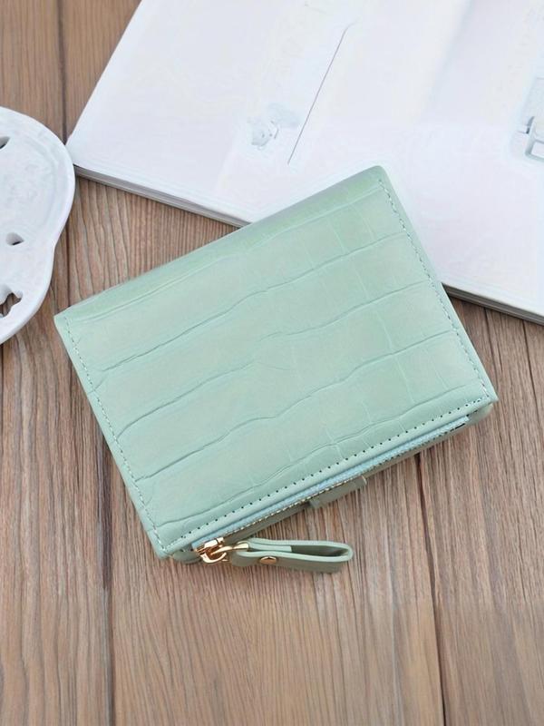 Women's  Crocodile Pattern Short Wallet, Fashionable Zipper Design Card Holder, Casual Small Wallet for Daily Used, Trendy Versatile High-quality Daily Wallet