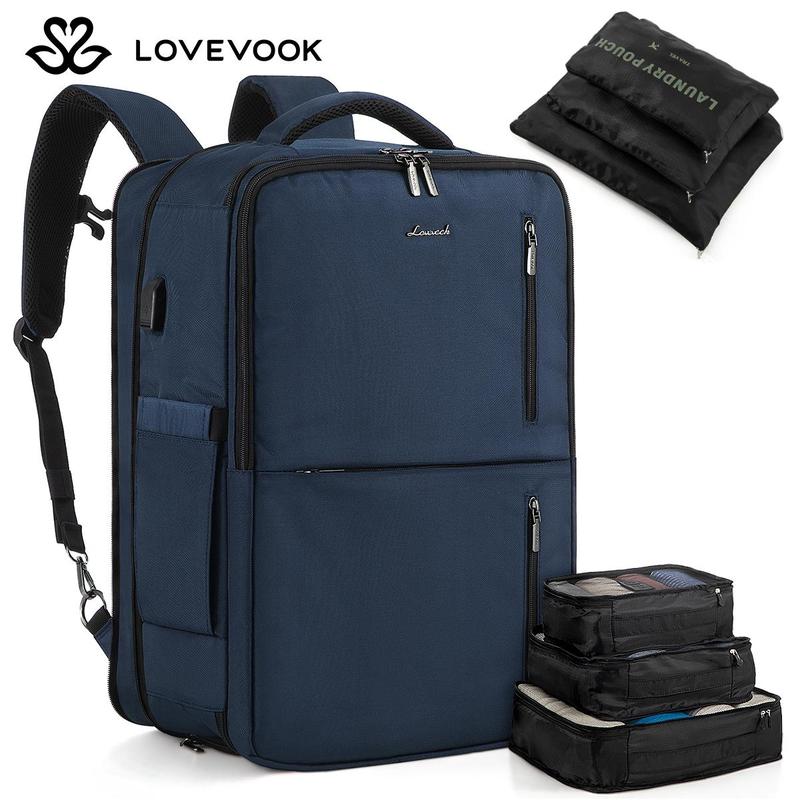 LOVEVOOK Black Friday TSA-Approved Expandable Carry-on Travel Backpack with 3 Packing Cubes and Shoe Compartment, Personal Item, Airline Approved Travel Bag for Hiking, Overnight and Weekender Trips. Gift for Christmas.