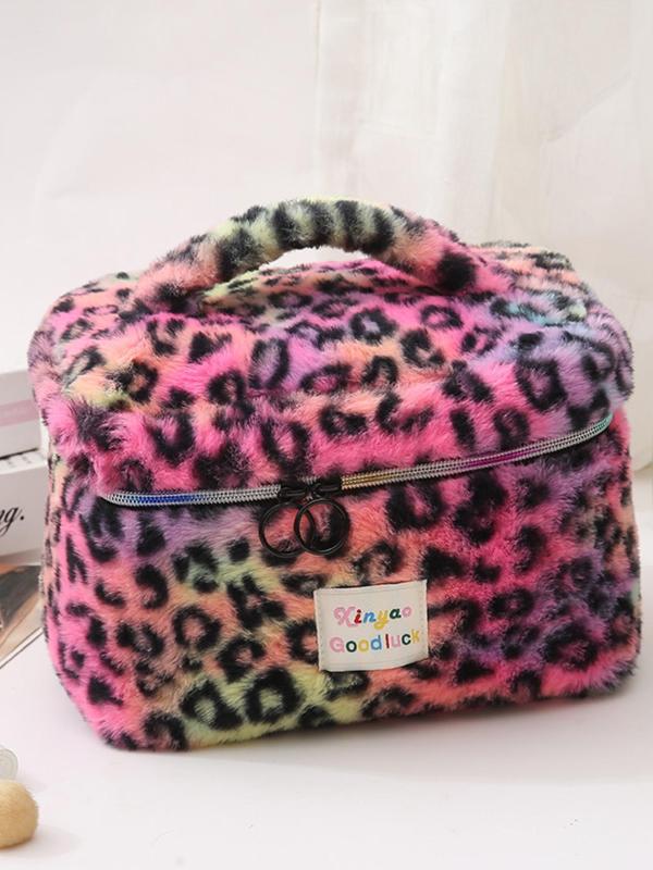 Fashion Leopard Pattern Makeup Bag, Portable Cosmetic Storage Bag, Zipper Makeup Organizer Pouch, Versatile Storage Bag for Travel & Daily Used