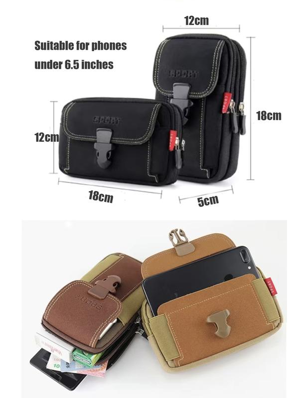 Smartphone Bag, Belt bag Phone Case, Nylon Cell Phone Case with Zipper, Men's Waist Pocket for Hiking, Camping, Climbing, Barbecue