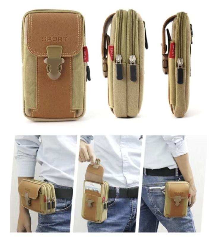 Smartphone Bag, Belt bag Phone Case, Nylon Cell Phone Case with Zipper, Men's Waist Pocket for Hiking, Camping, Climbing, Barbecue