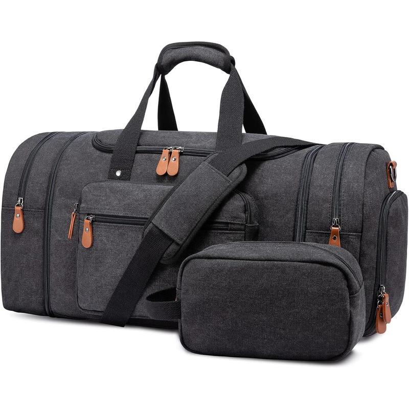 Duffle Bag for Men Canvas Travel Duffel Bag 43L Overnight Carry on Bag with Shoe Compartment Weekender Bag with Toiletry Bag for Airplanes