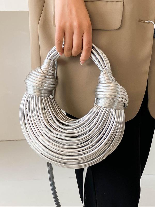 Women's Elegant Knot Design Layered Handbag, Fashionable Solid Color Handbag for Daily Used, Casual Trendy Versatile High-quality Daily Commuting Bag