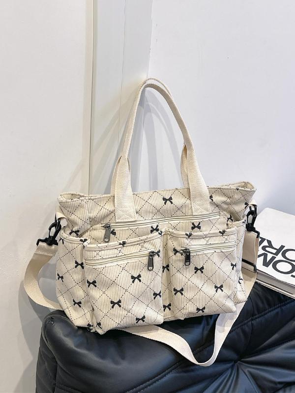 Women's Cute Butterfly Pattern Tote Bag, Fashionable Shoulder Bag for Daily Travel Work Commute, Casual Trendy Versatile High-quality Daily Commuting Bag