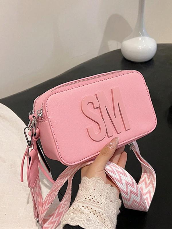 Women's Solid Color Letter & Tassel Design Crossbody Bag, Fashionable PU Leather Zipper Crossbody Bag for Daily Life, Casual Trendy Versatile, for Fall Outfits Fall Freshness Commuting Bag