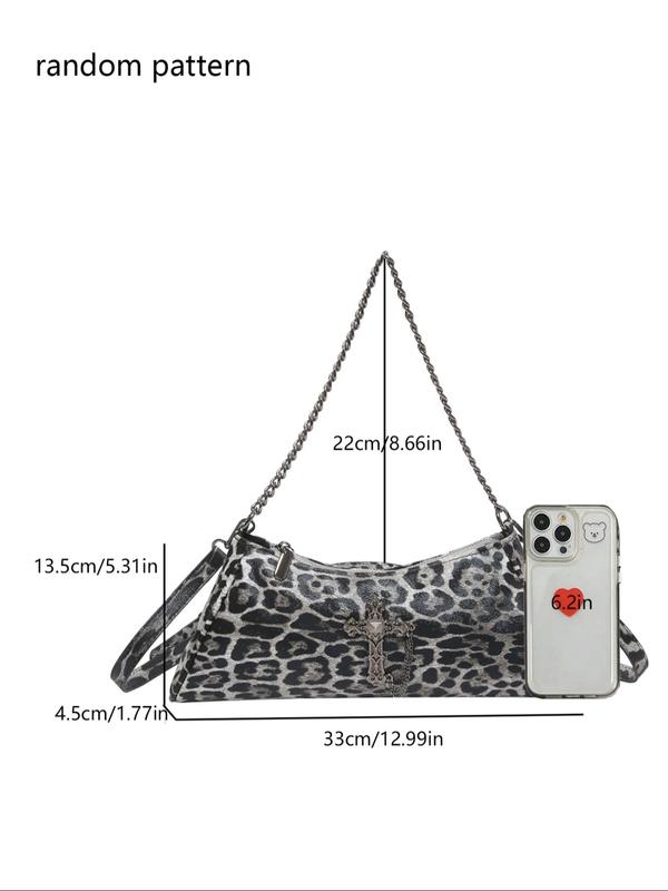 Women's Elegant Leopard Print Crossbody Bag, Fashionable Chain Strap Shoulder Bag for Daily Used, Casual Trendy Versatile High-quality Daily Commuting Bag