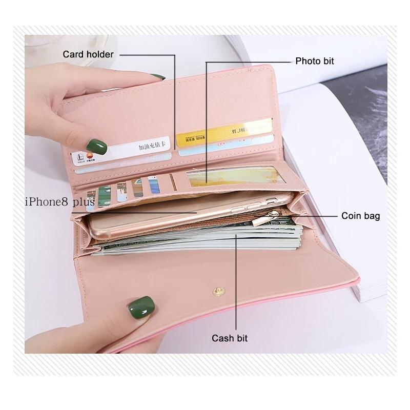 RFID Blocking Women's Wallets Multi Card Case Wallet with Zipper Pocket