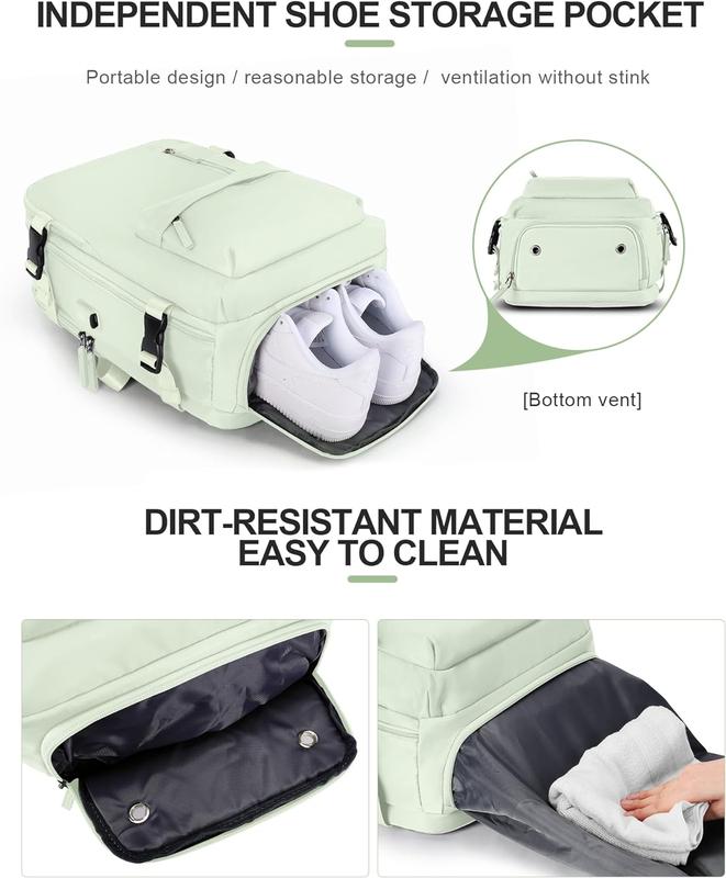 Large Travel Backpack Carry on Flight Approved Laptop Work Business Backpack for Women Men Mochila De Viaje, Mint Green