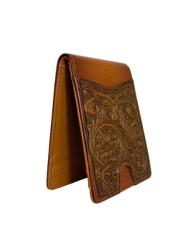 Men's Business Bifold Wallet, Vintage Plant & Cow & Ethnic Pattern Short Wallet, Multi Card Slot Card Holder with ID Windows