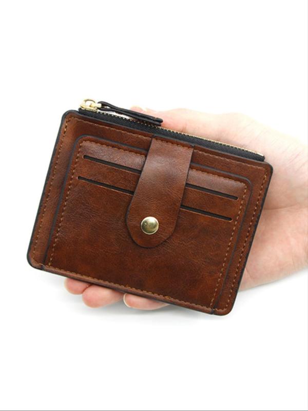 Women's Elegant Minimalist Zipper Short Wallet, Casual Trendy Vintage Card Holder, Fashionable Versatile Wallet for Daily Use As Gift for Women & Girls