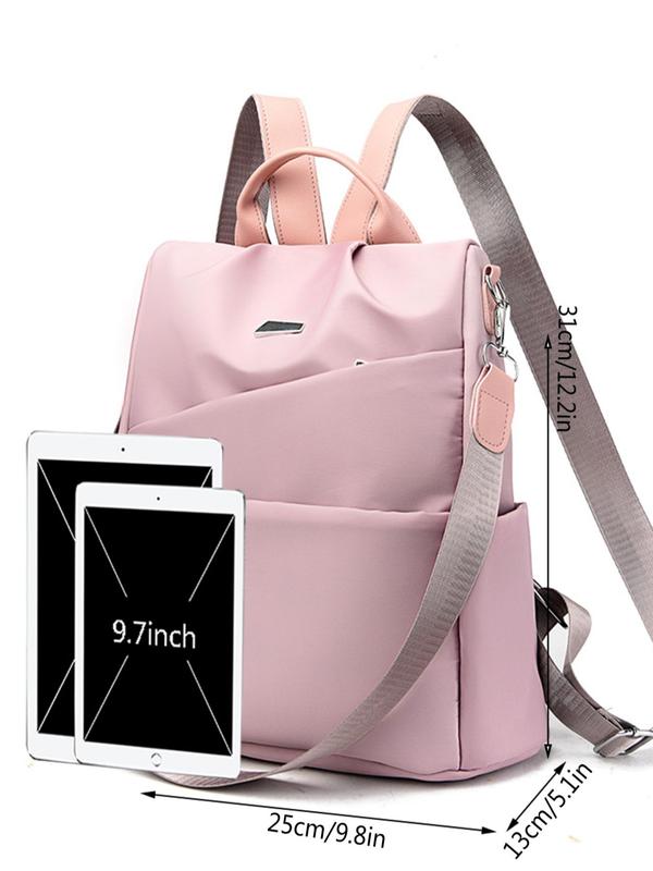 Fashion Solid Color Zipper Backpack, Casual Preppy Style Built-in Organizer School Bag for Women & Girls, Casual Trendy Versatile High-quality Daily Commuting Bag