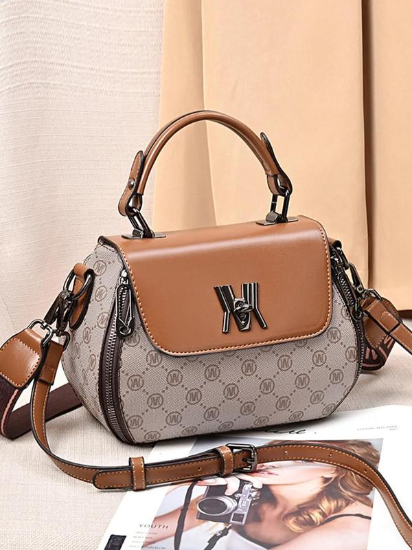 Women's Simple Elegant Geometric Pattern Handbag, Unique Bags, Work Bags for Women, 2024 New Trendy Colorblock Crossbody Designer Bag, Summer Fashionable Matching Handbag for Daily Use